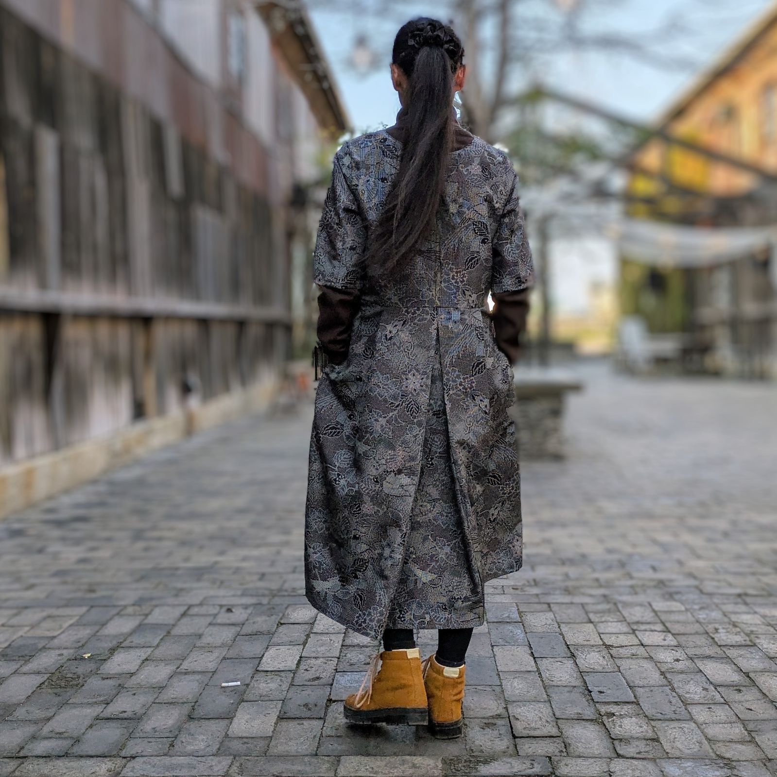 大島紬リメイクワンピース カシュクール前合わせ ワンピースとタンク