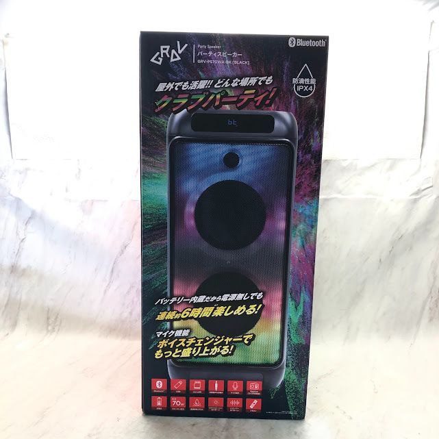 美品】GRAV パーテイ スピーカー GRV-PS70WA-BK ブラック AA0808