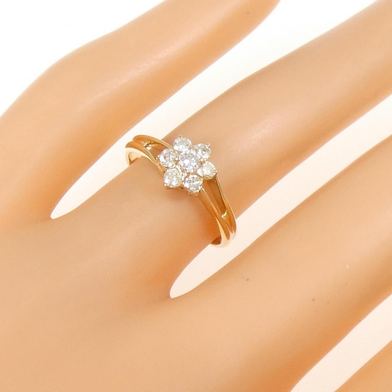 K18YG フラワー ダイヤモンド リング 0.030CT K18YG フラワー