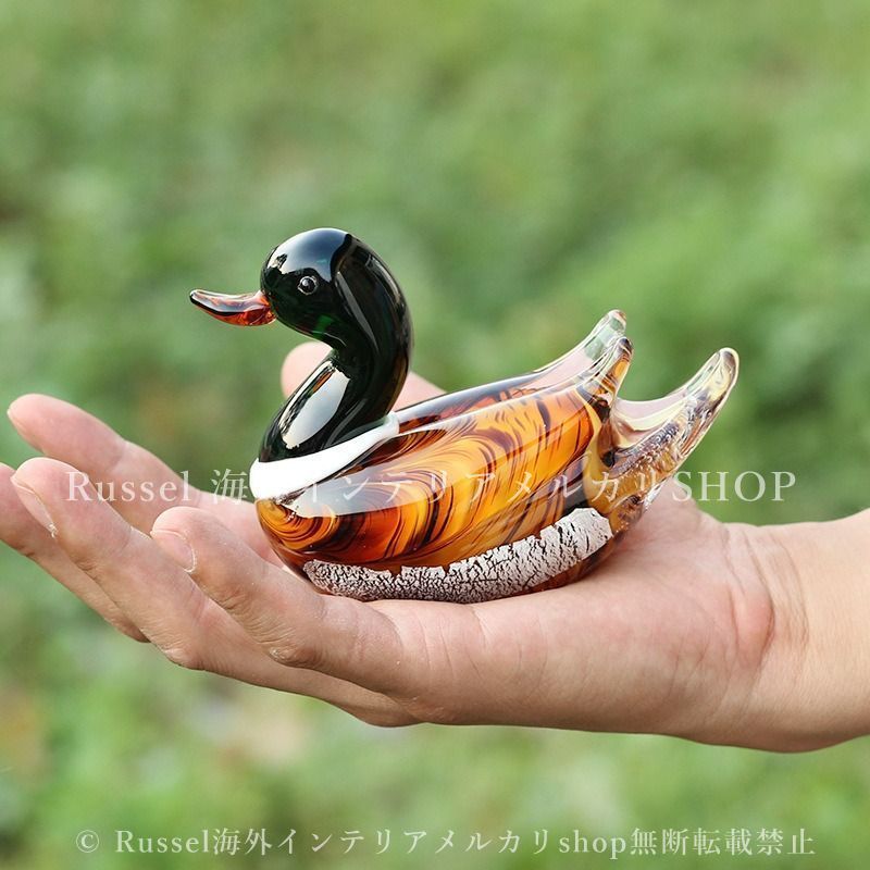 オブジェ 置物 ガラス お洒落 アニマル オシドリ 鴛鴦 かわいい 鳥