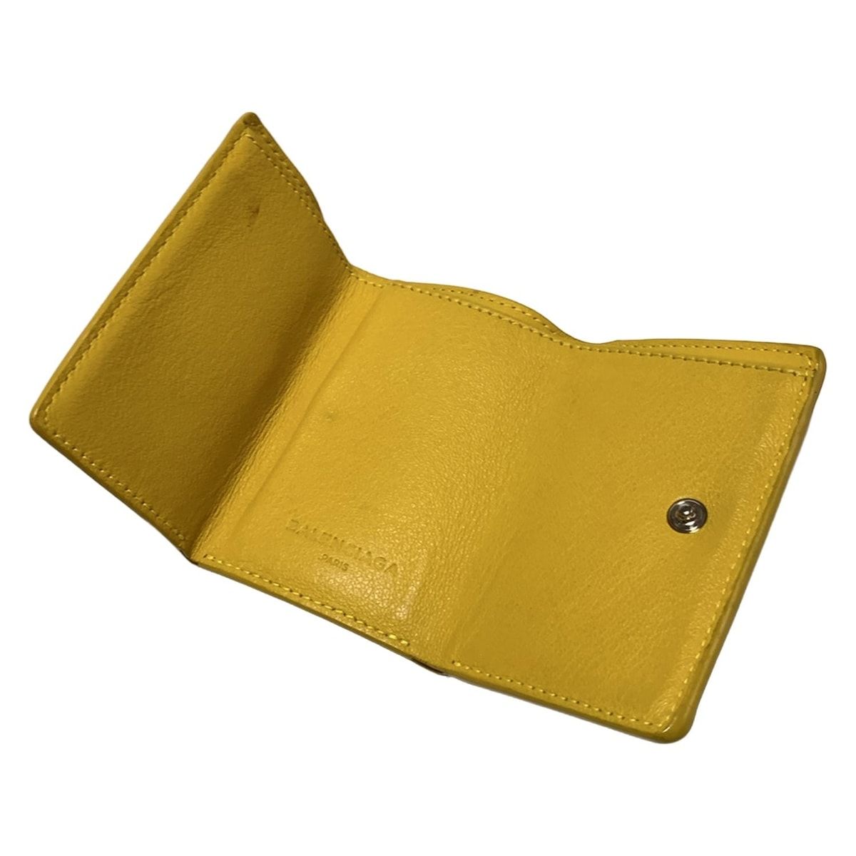 バレンシアガ ペーパーミニウォレット 三つ折り財布 黄色 BALENCIAGA