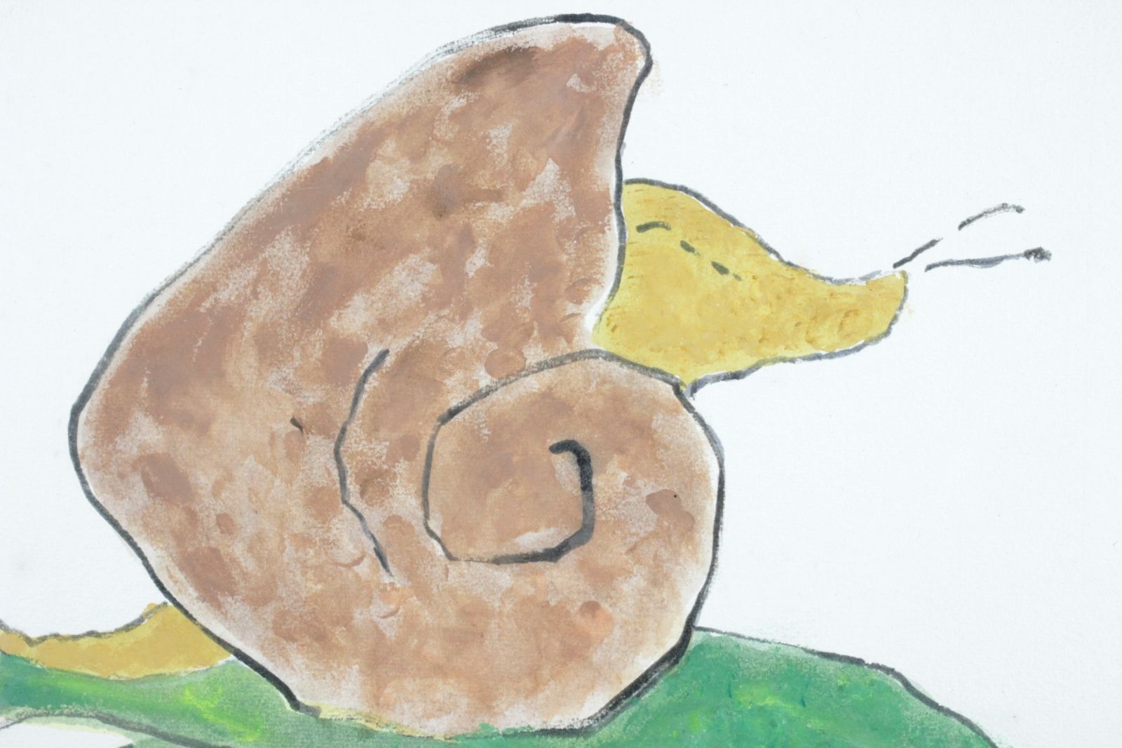 熊谷守一 「かたつむり」 肉筆日本画8号 共シール 九十七才作品 楾