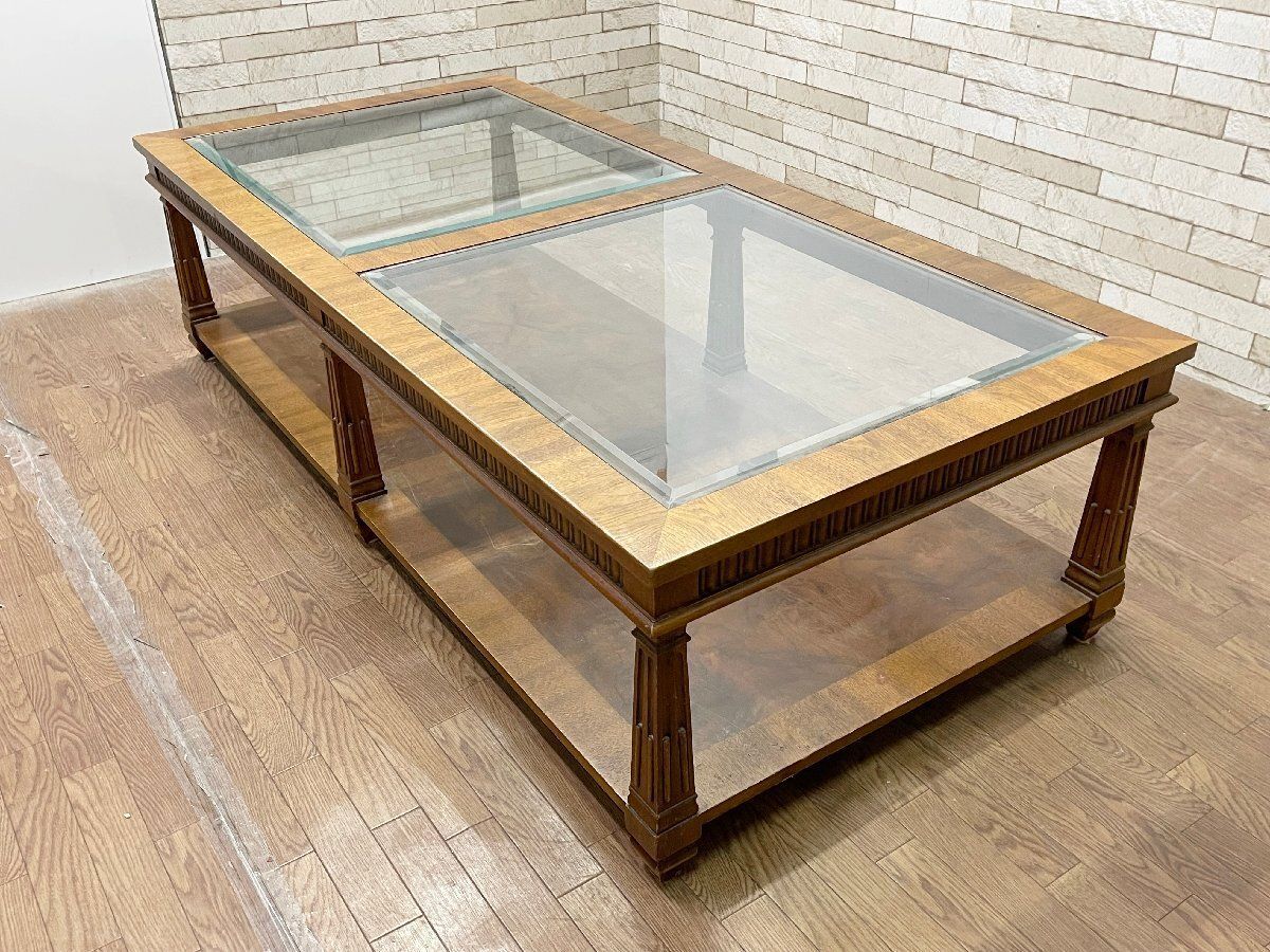 HR744 【希少デザイン】karimoku ガラストップテーブル TU3287 HR744