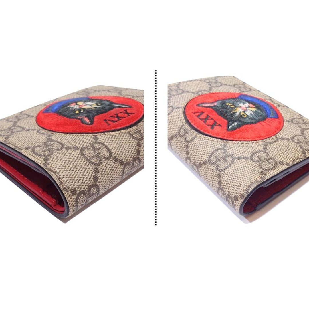 GUCCI グッチ 二つ折り 財布 ミスティックキャット GGスプリーム