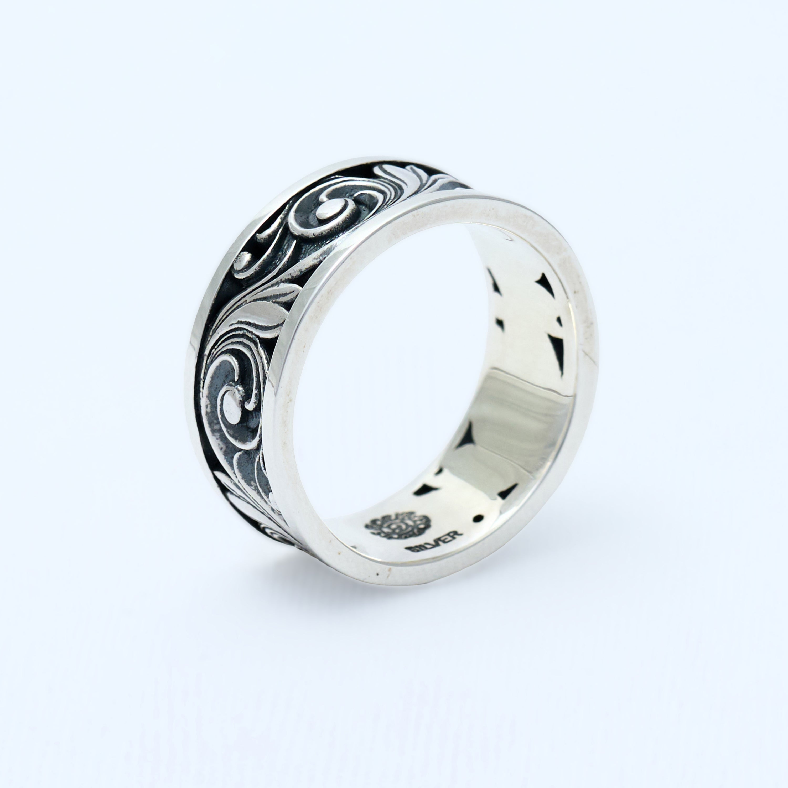 sv925 クラシカルアラベスクリング – AQUA SILVER
