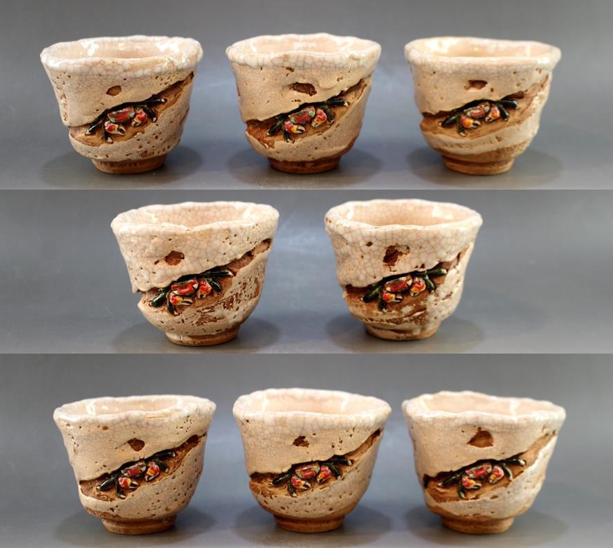 楽山焼】湯呑み2点セット ぐい呑み キッチン・日用品・その他 楽山焼