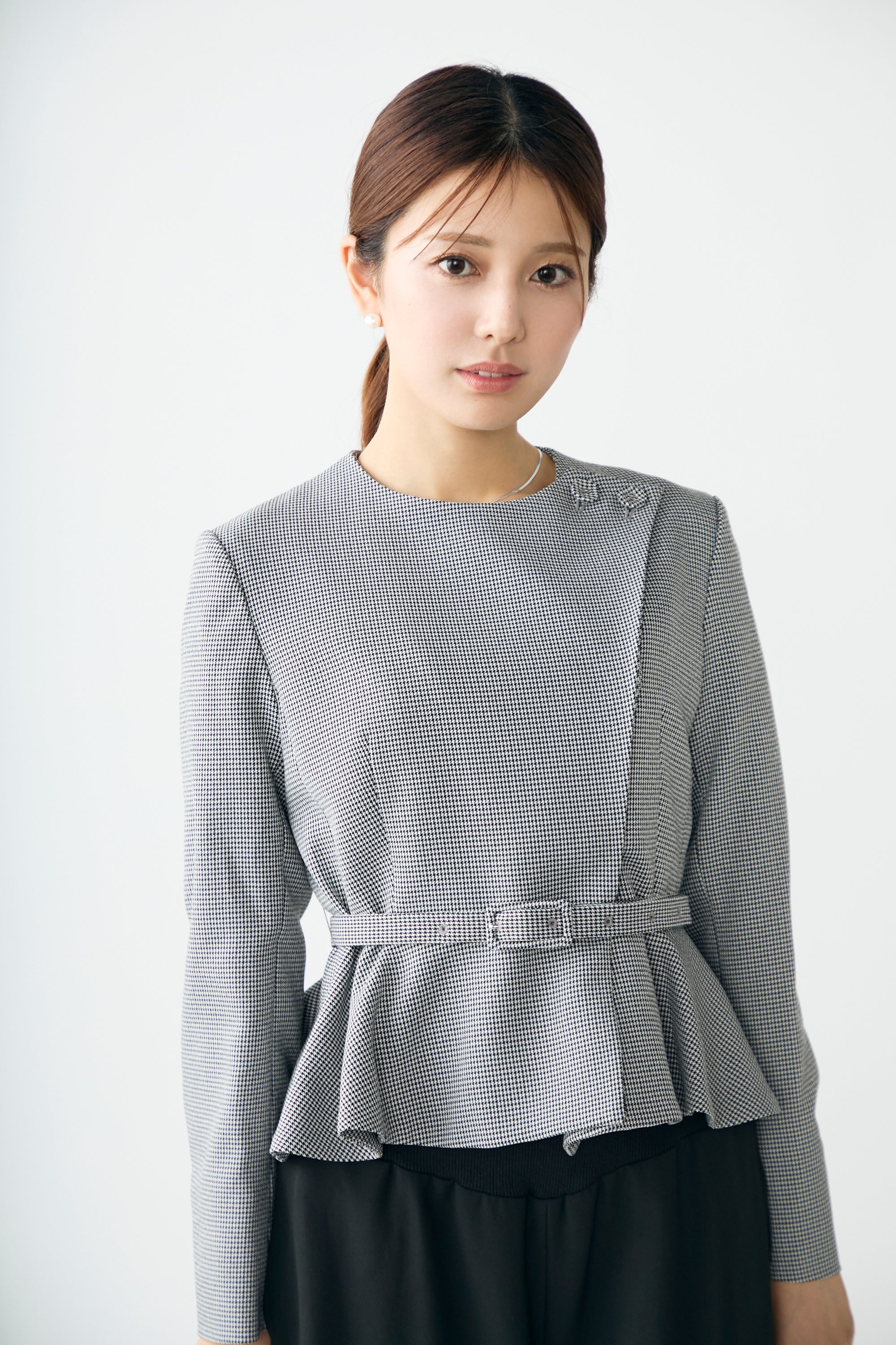 Noona peplum jacket(Houndstooth) – Audire