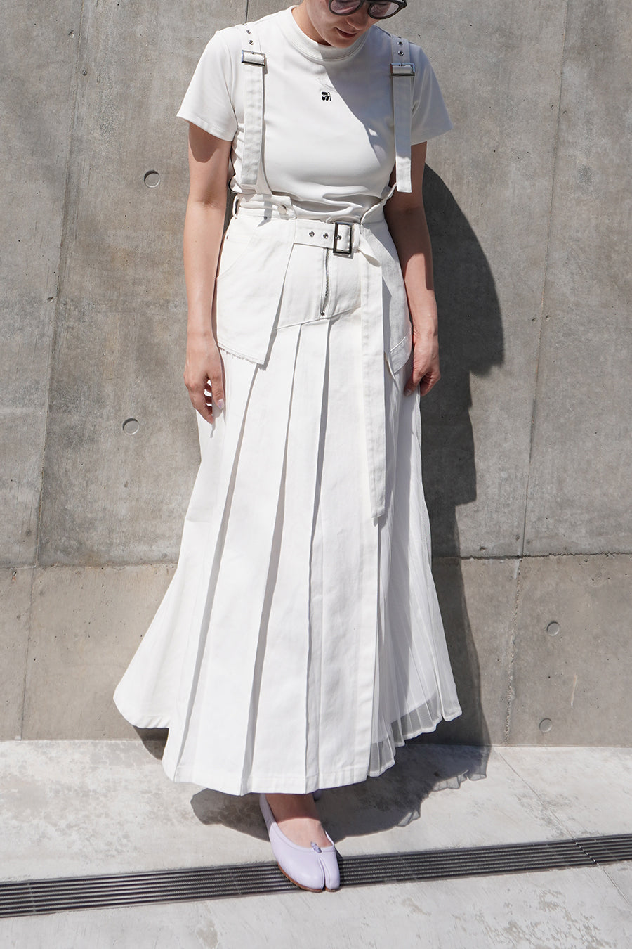 ASYMMETRY PLEATS JUMPER SKIRT — aulaaila