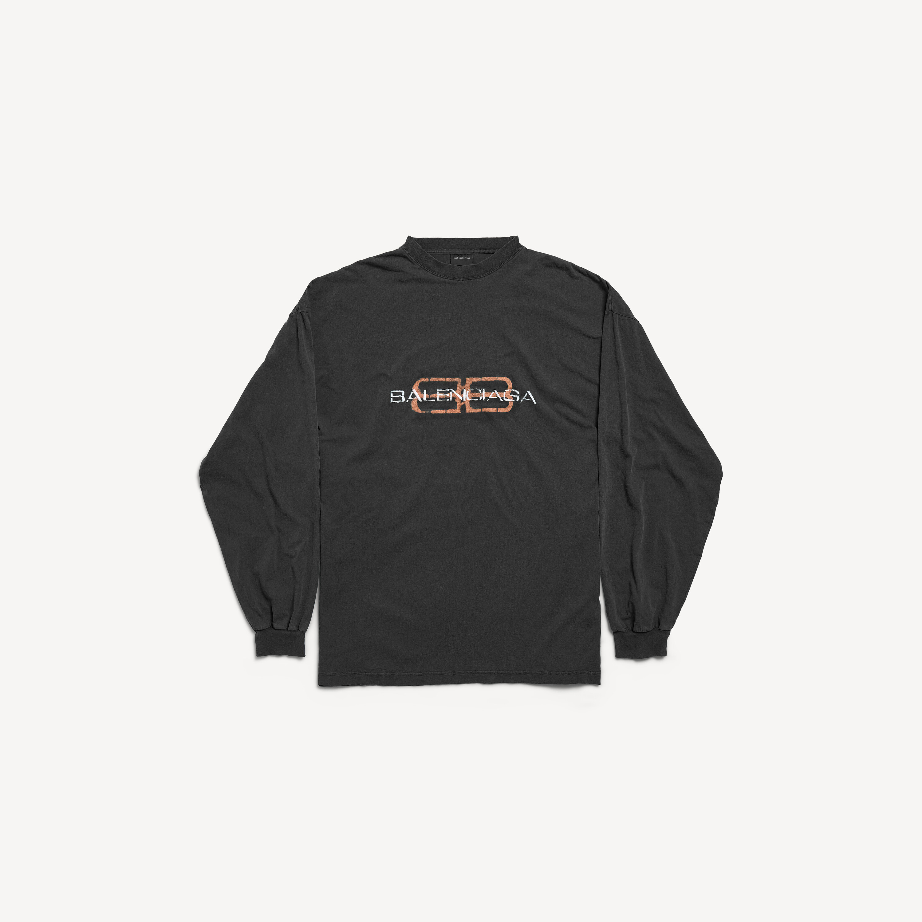 フェードブラック の メンズ Bb Icon Stencil ロングスリーブ Tシャツ