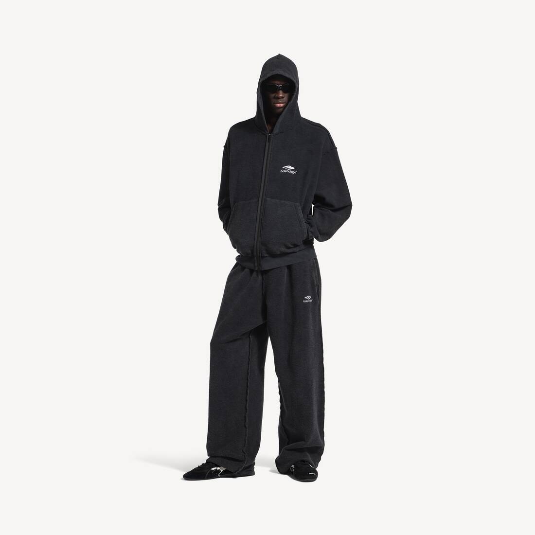 Men's 3b Sports Icon Inside-out Zip-up Hoodie in Faded Black