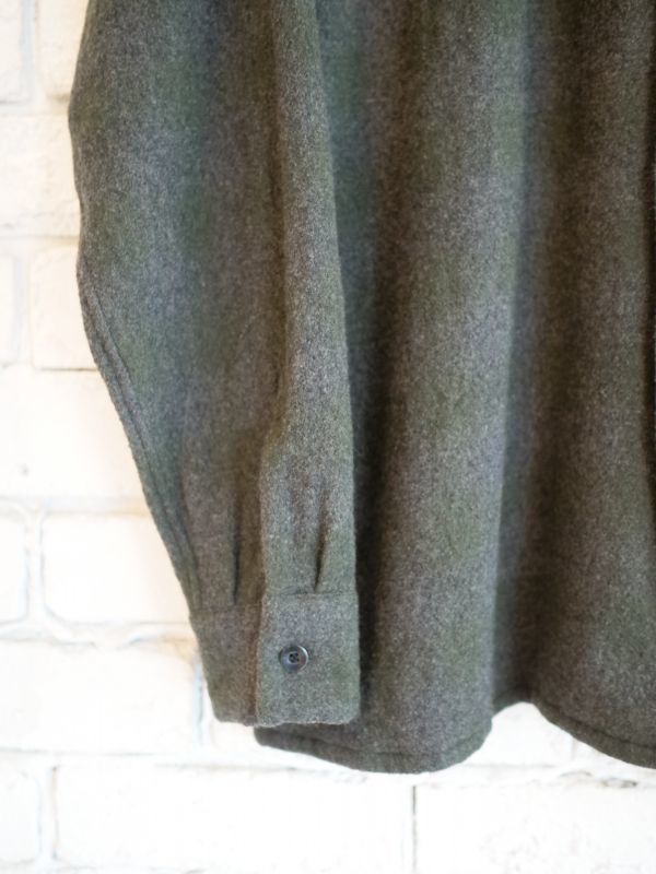 COMOLI ウールチェックオープンカラーシャツ