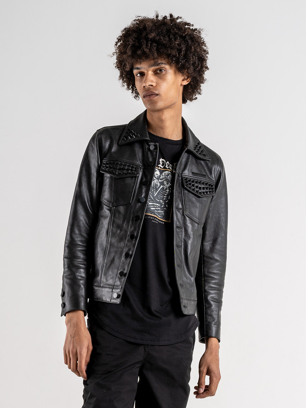 Leather Trucker Jacket – Blackout Edition| I Bishop & Bishop
