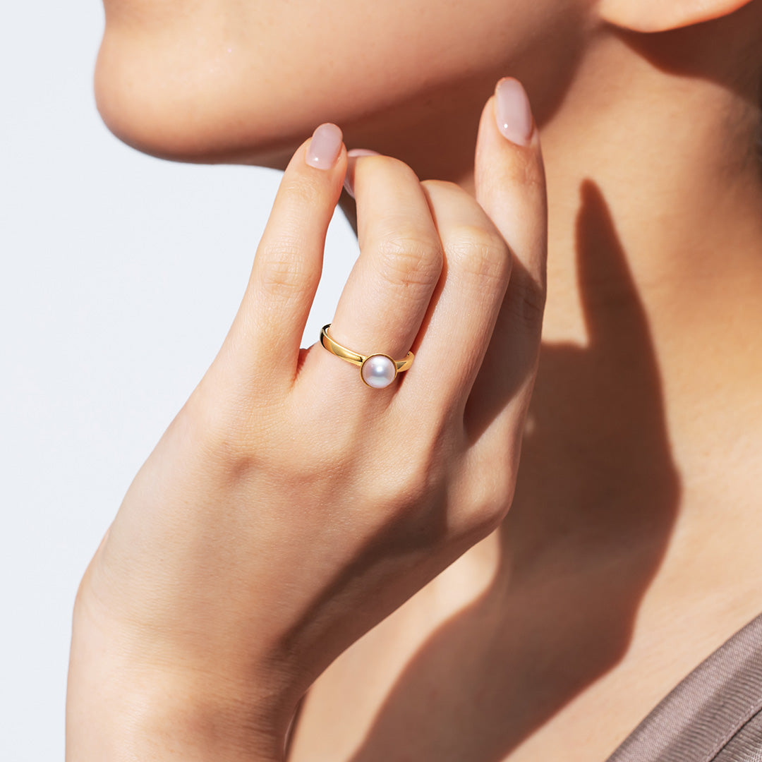 ビズー公式】アコヤ真珠 パール 伊勢志摩産 Pt900 K18(18金) YGリング