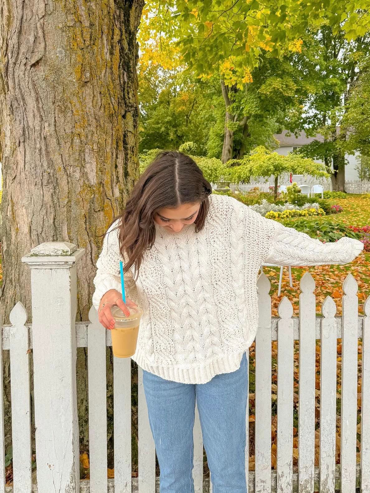 Ivory Sweater - Cable Knit Oversized Sweater | Boho Pink