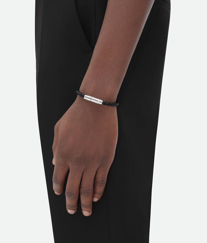 ブレイド レザー ブレスレット のために メンズ で ブラック