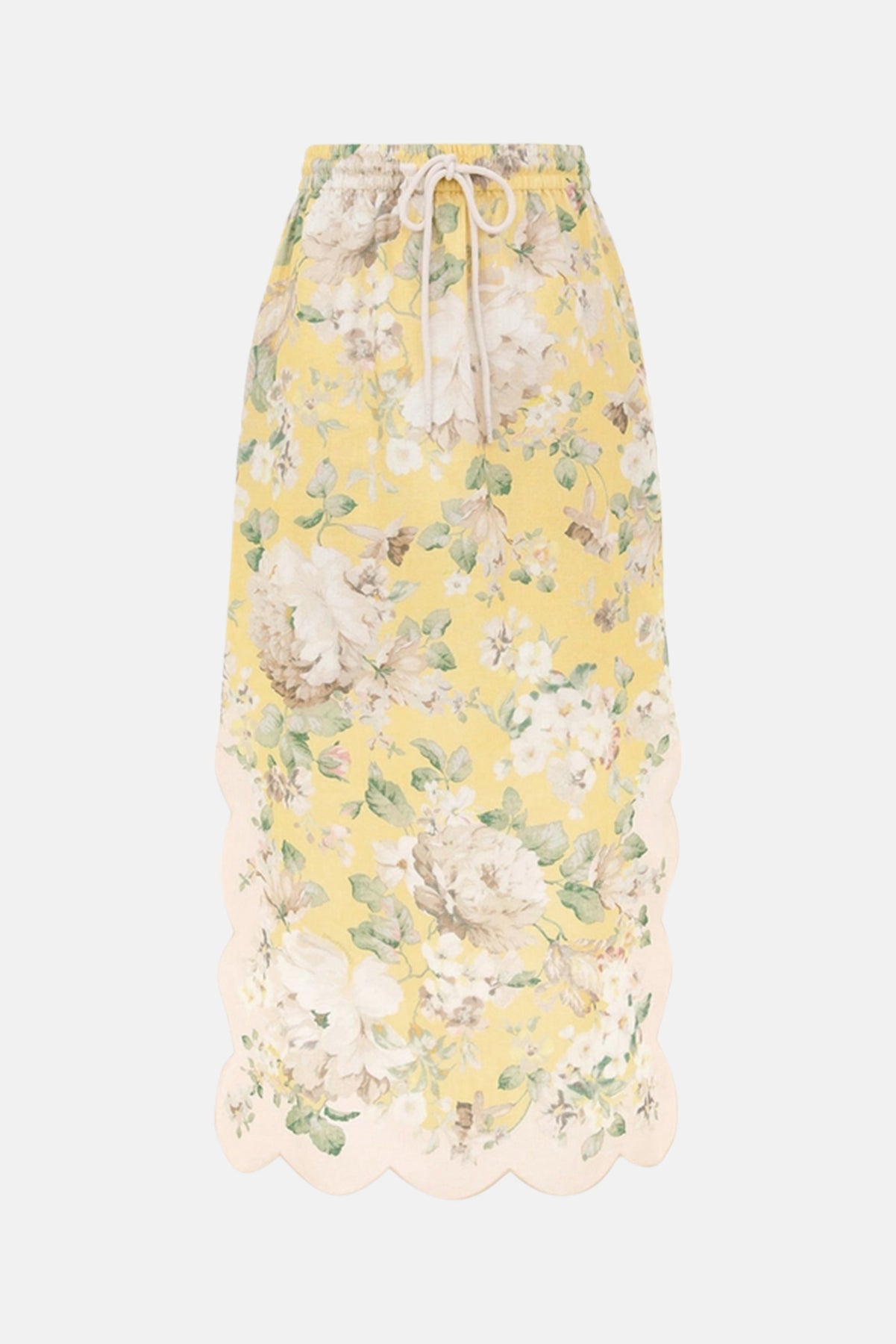 AcaciaScallopMidiSkirtYellowFl