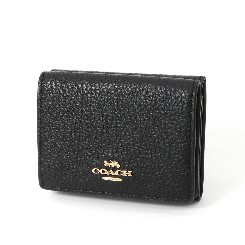 Brandol / COACH コーチ 三つ折り財布 レザー ミニ財布 ブラック