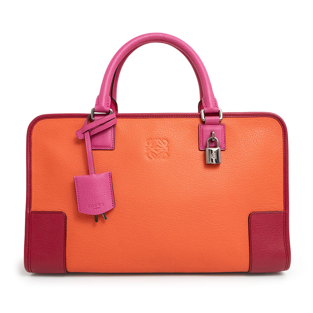 美品】ロエベ LOEWE アマソナ 36 ハンドバッグ レザー オレンジ ピンク