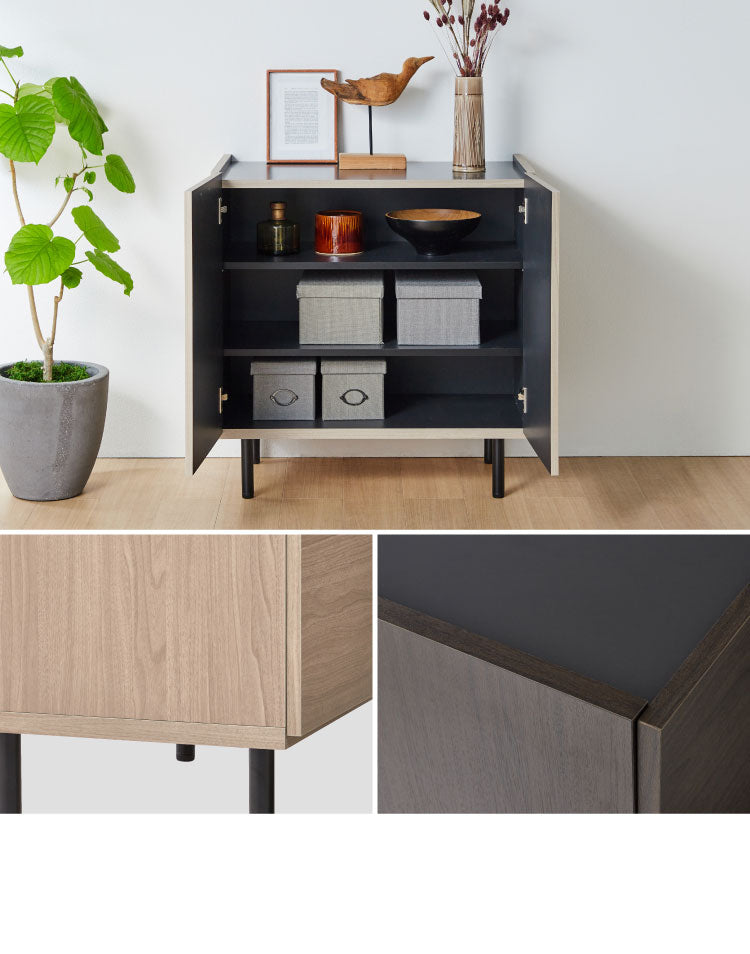 北欧風 キャビネット 幅85 オーク 日本製 完成品 木製 おしゃれ