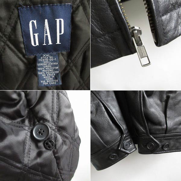90s GAP オールドギャップ 肉厚 レザージャケット 黒 XXL Tバック