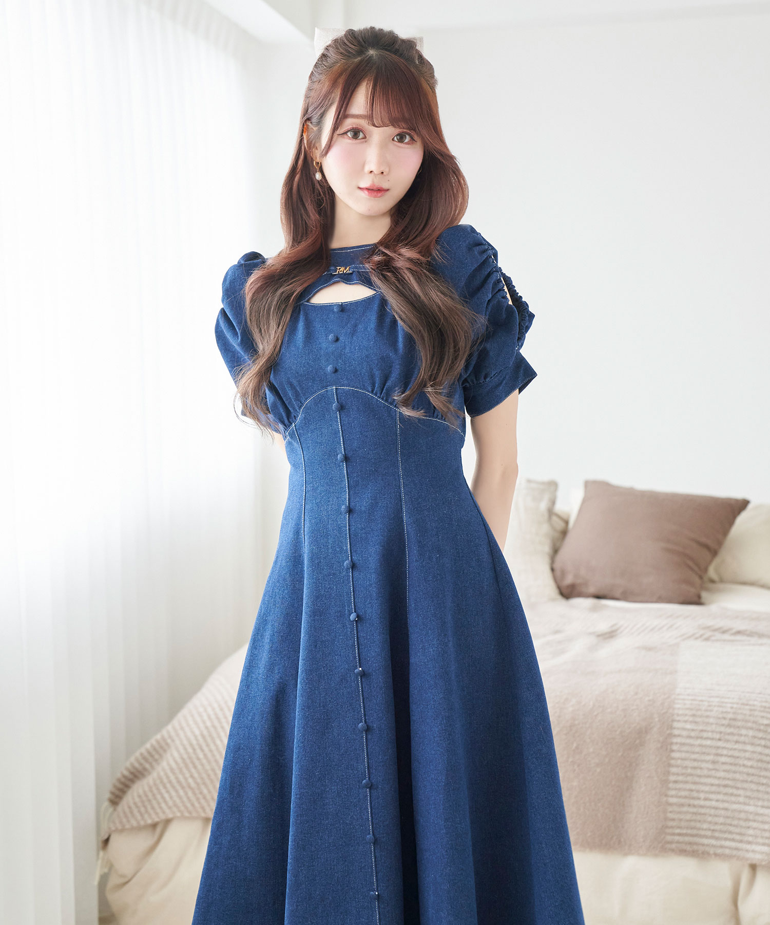 受注予約】denim puff sleeves dress – BUNNY APARTMENT