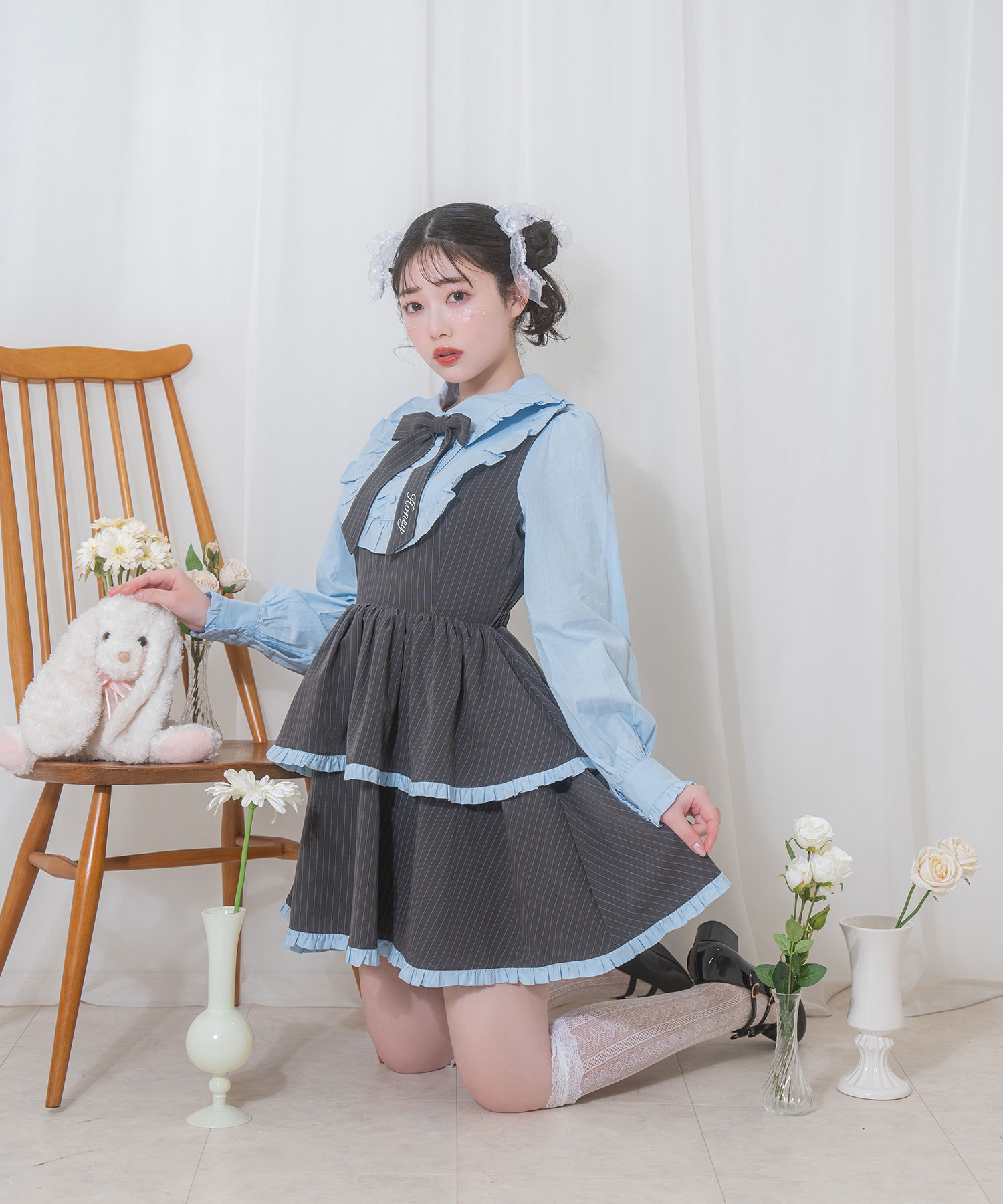 ボウタイリボンストライプワンピース – BUNNY APARTMENT