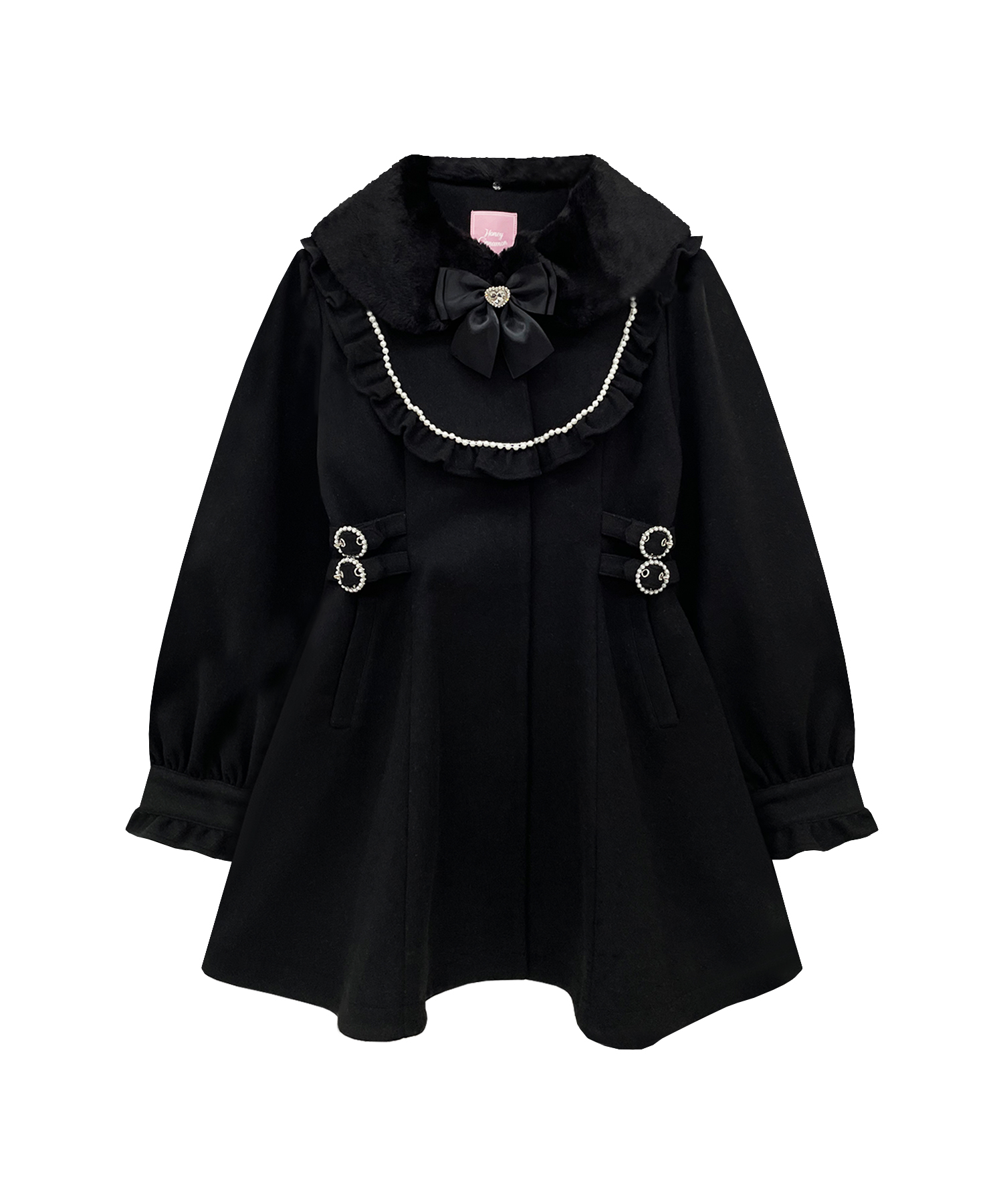 黎*中様 パールリボンショートコート 黒 ブラック Chalmiere シャルミ