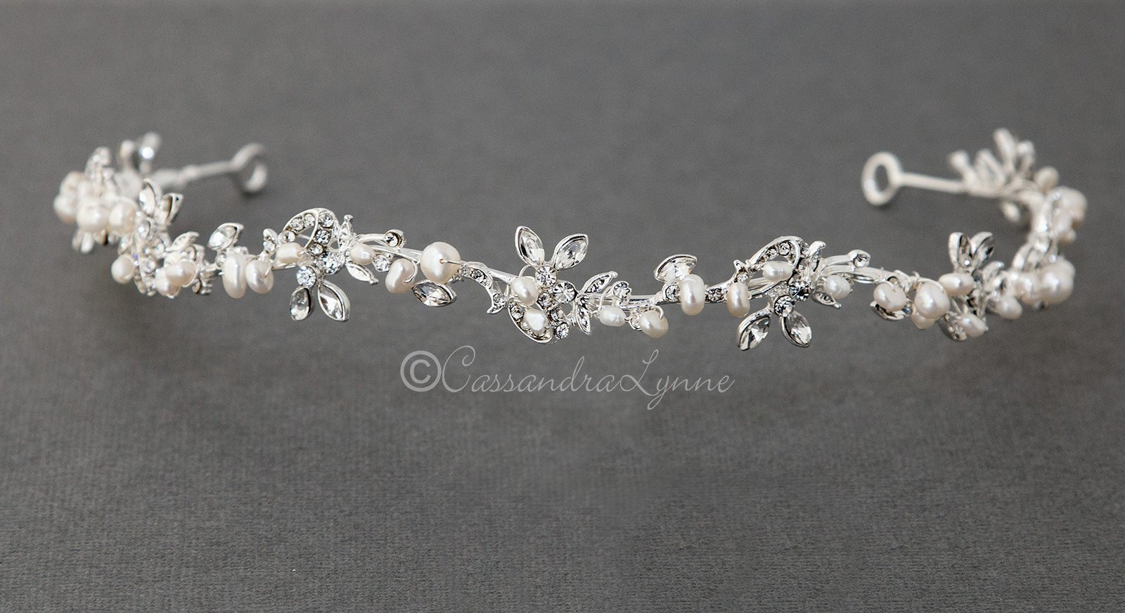 Vine Bridal Tiara Headband with Pearls - Cassandra Lynne