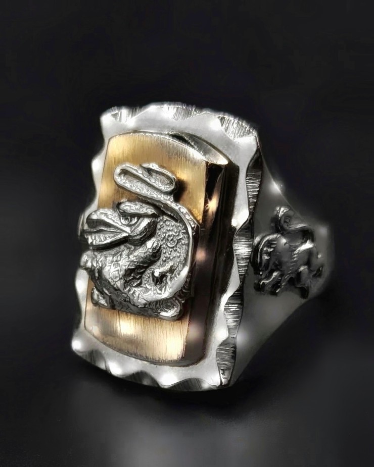 Vintage Mexican Biker Ring “Lucky Demon Dragon” | 8UP