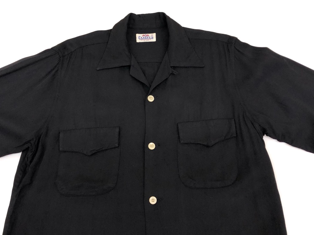 50s CAMPUS BLACK RAYON SHIRT. | 古着屋【True vintage】ヴィンテージ