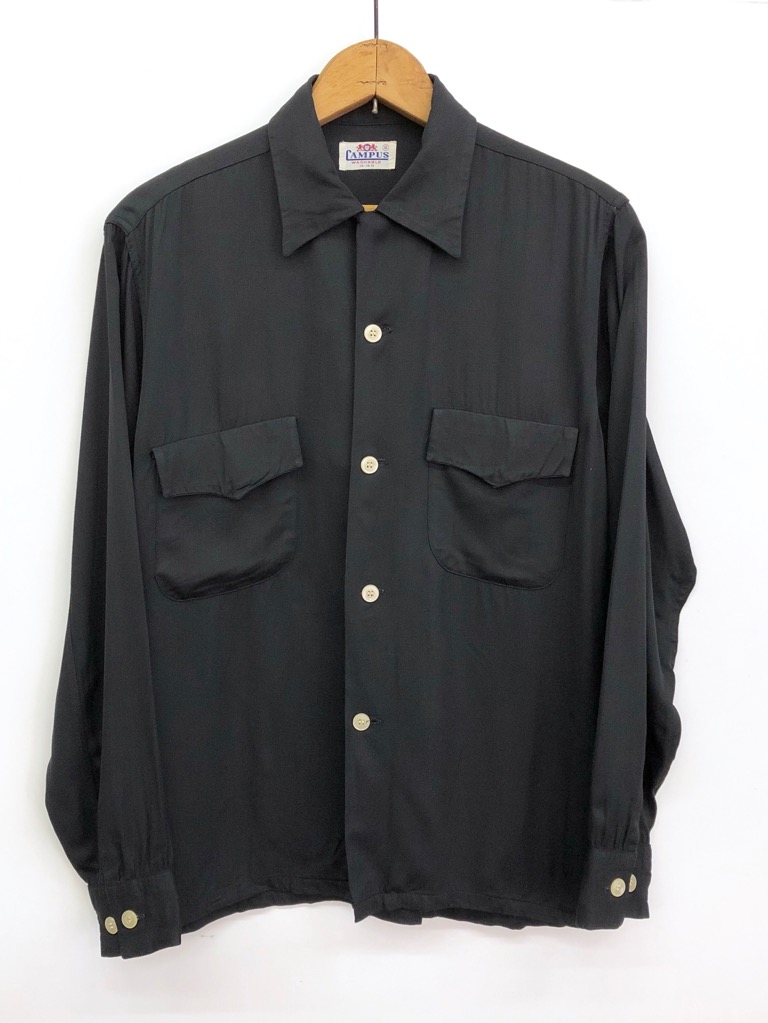 50s CAMPUS BLACK RAYON SHIRT. | 古着屋【True vintage】ヴィンテージ