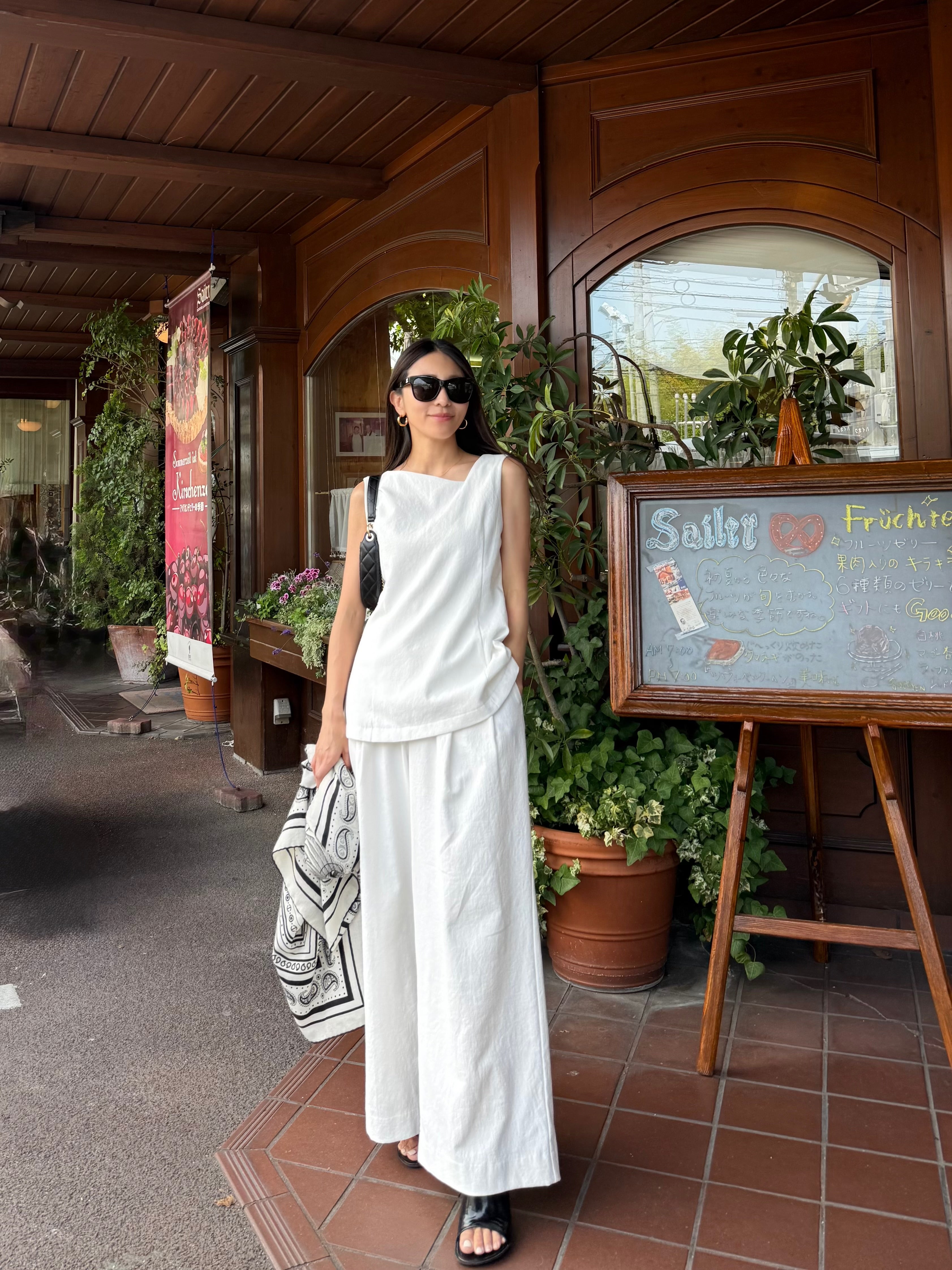 Lady linen like tops（White） – CARLA