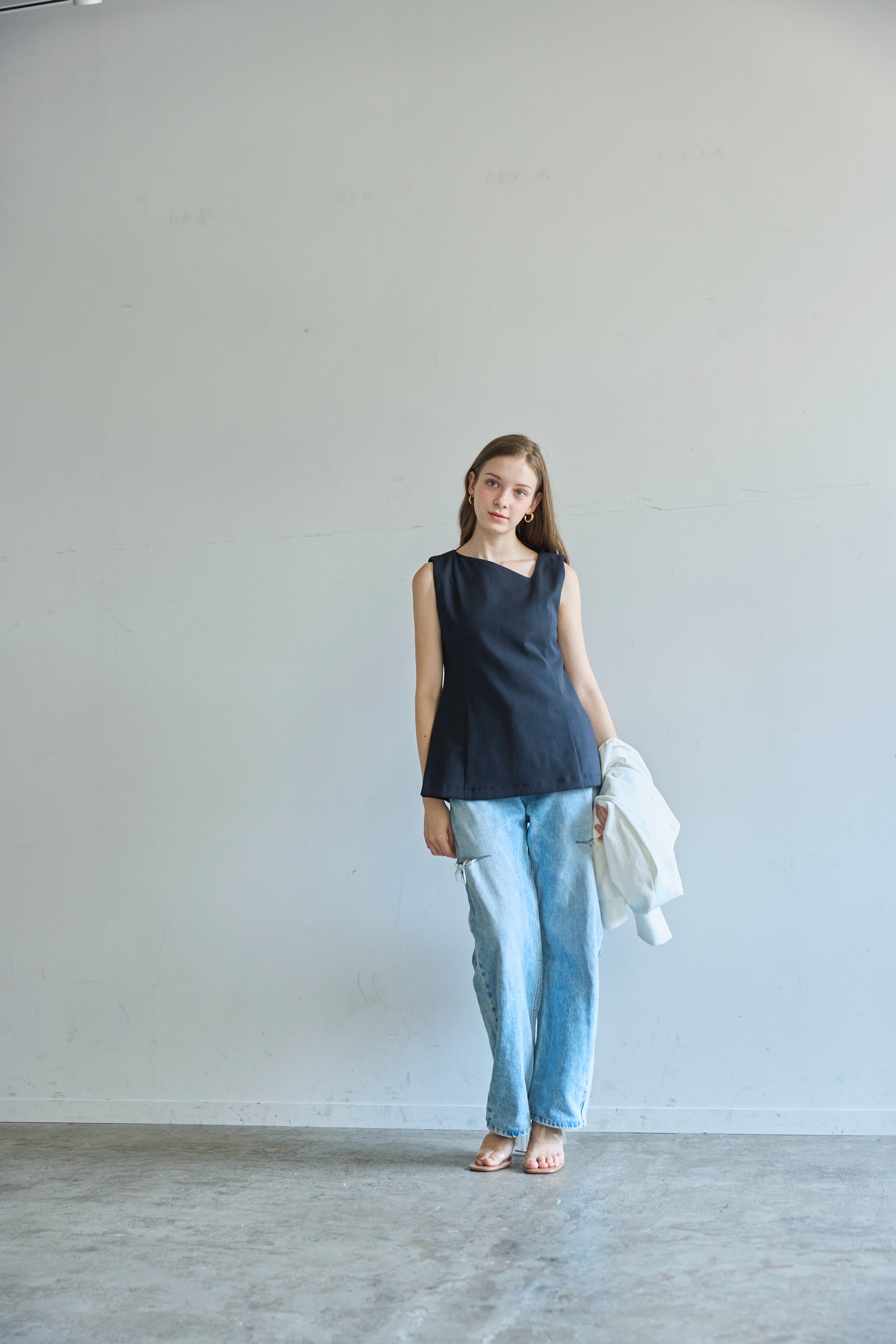 Lady linen like tops（Black） – CARLA