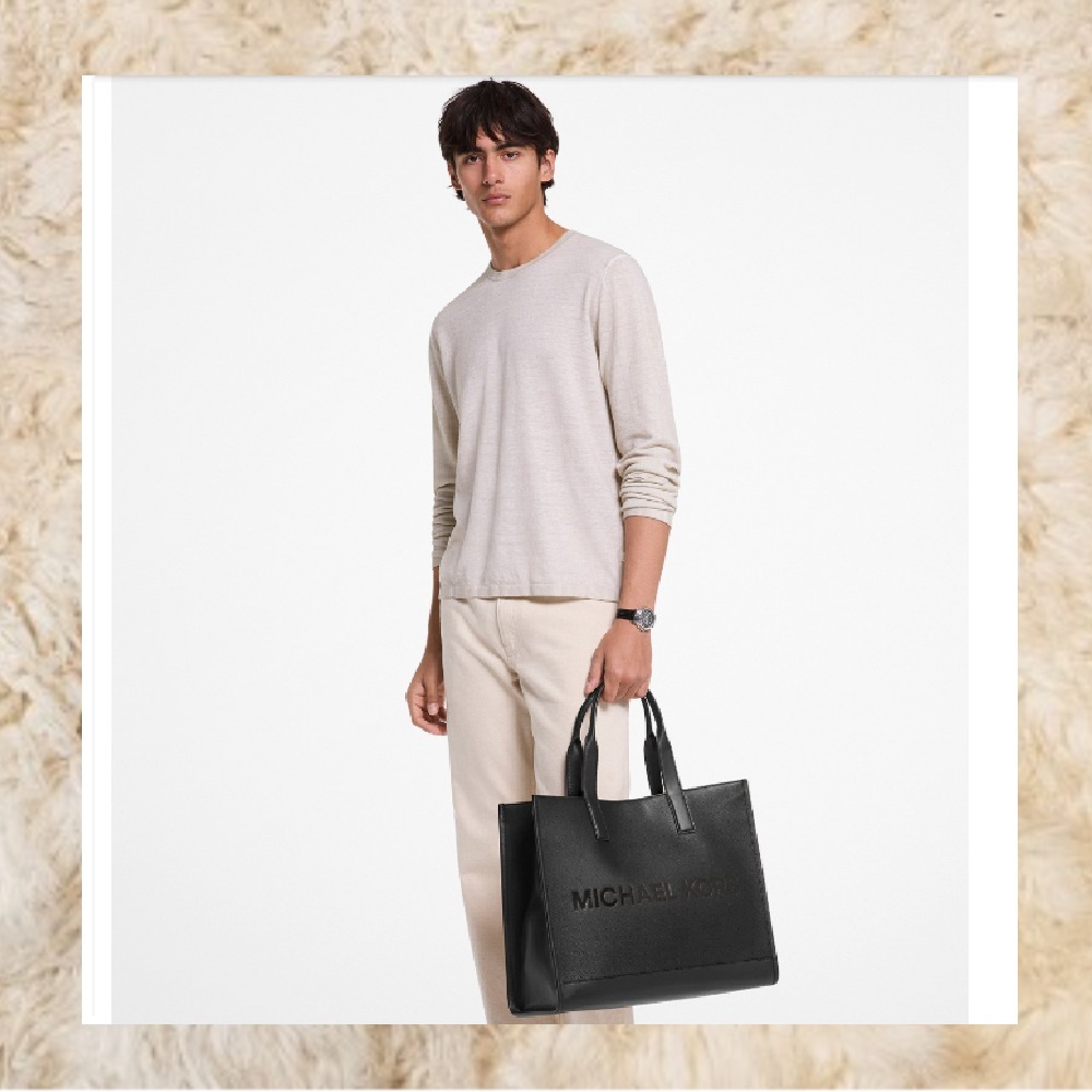 ☆Michael Kors☆即日発送COOPERロゴエンボスぺブルレザートート