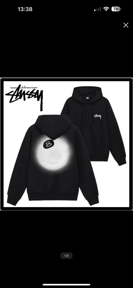 ☆送料・関税込☆Stussy☆Stussy 8 Ball Fade Hoodie Black☆ (STUSSY