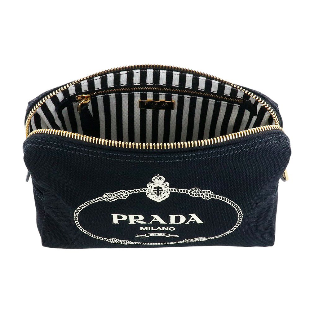 PRADA プラダ カナパ ロゴ キャンバス コスメ ポーチ トラベル (PRADA