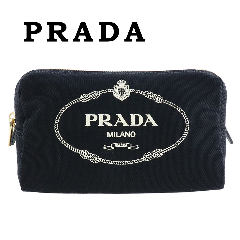 PRADA プラダ カナパ ロゴ キャンバス コスメ ポーチ トラベル (PRADA