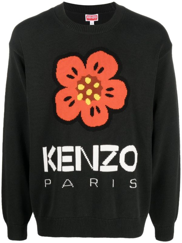 Kenzo Boke Flower インターシャニットセーター | ブラック | FARFETCH JP