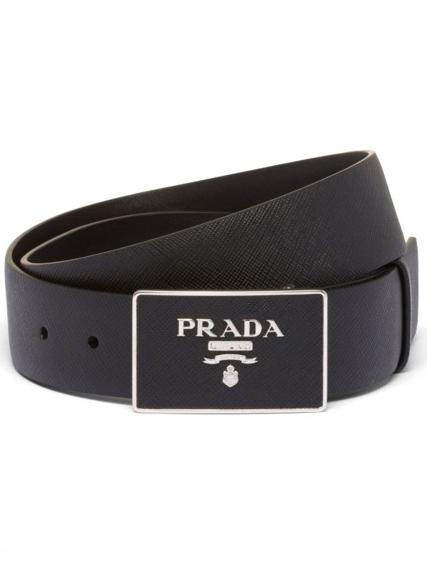 Prada ロゴプレート レザーベルト | ブラック | FARFETCH JP