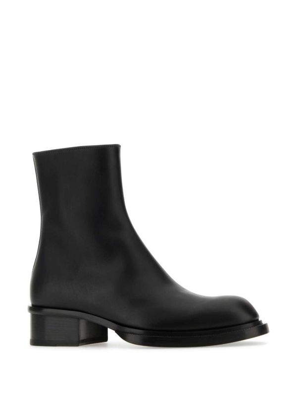 Alexander McQueen Cuban Stack Leather Boots | Black | FARFETCH