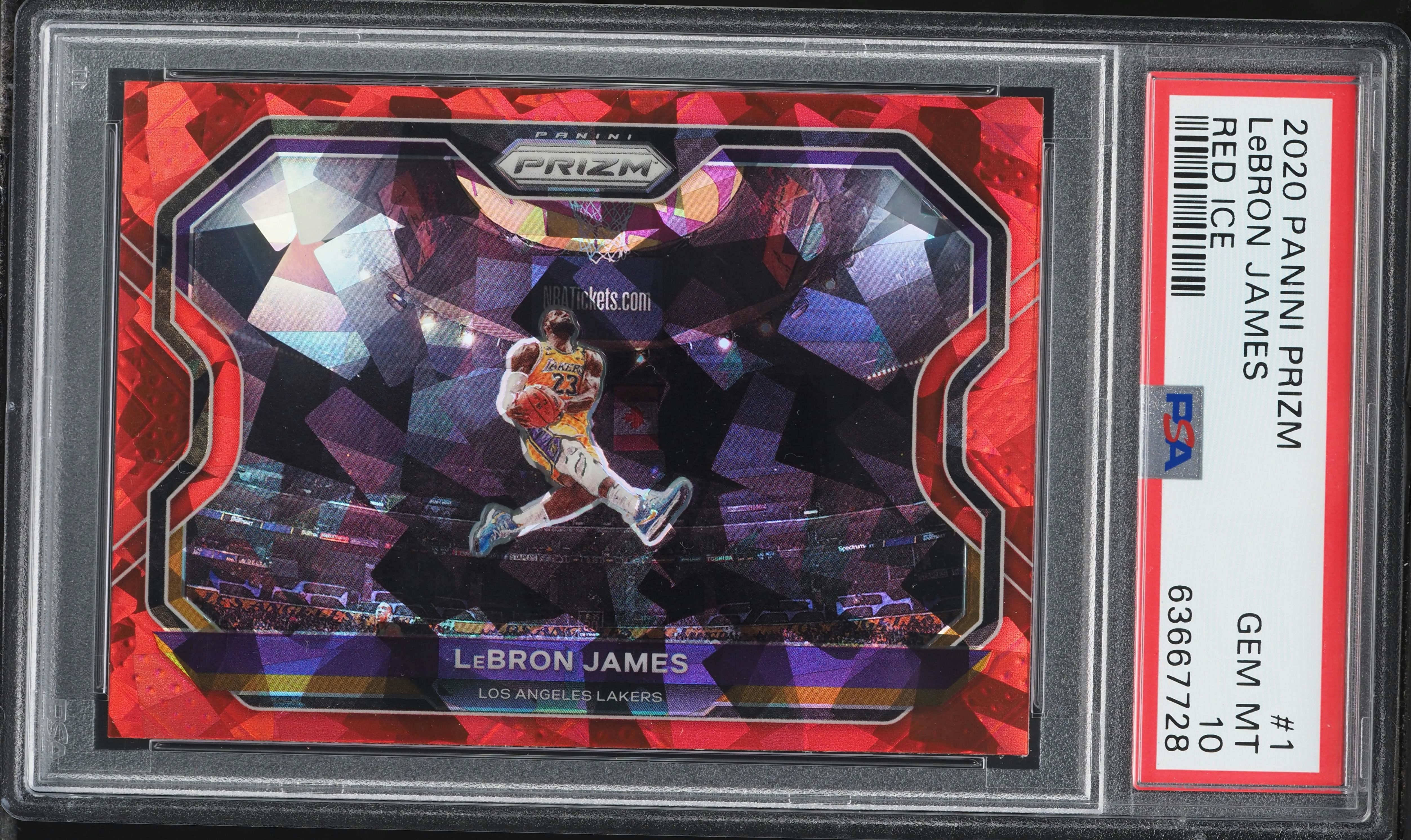2020 Panini Prizm Red Ice LeBron James #1 PSA 10 GEM MINT on