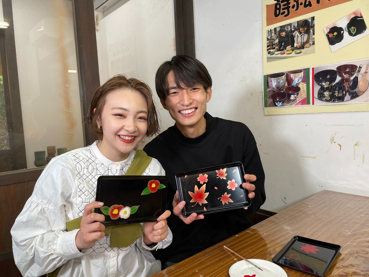 蒔絵体験銘々皿】筆を自由にあやつり伝統の漆器に描いてみよう♪／所要