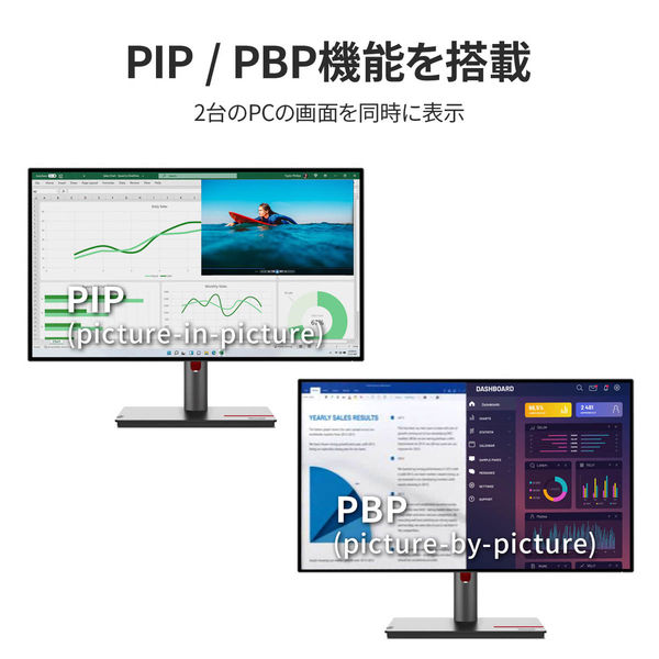 Lenovo ThinkVision P27h-30 27インチ液晶モニター 上下昇降機能/画面