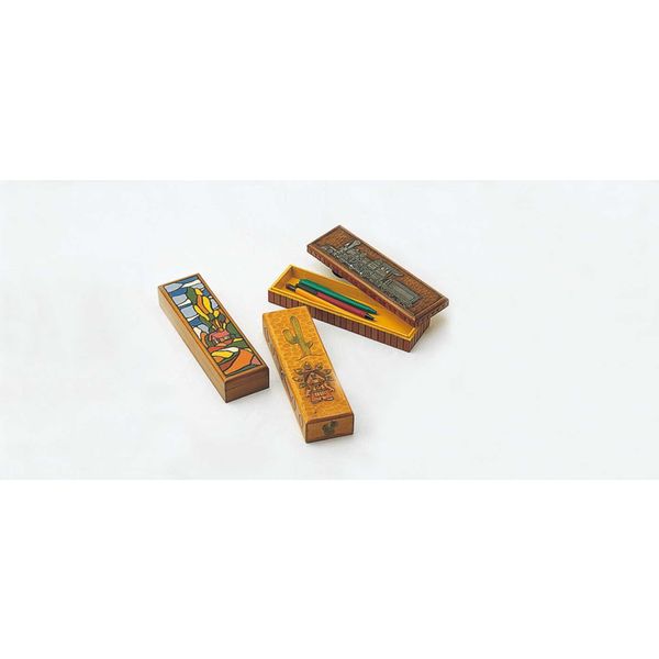 新日本造形 木彫筆箱 朴 358-214 1個（直送品） - アスクル