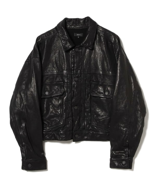 BEAMS寬版短羊皮夾克（Blouson Leather Blouson）可BEAMS BEAMS線上購買