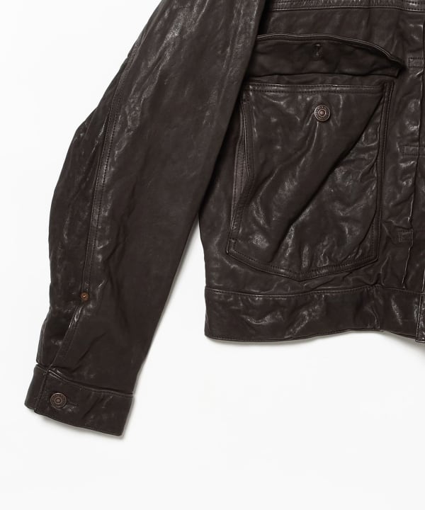 BEAMS寬版短羊皮夾克（Blouson Leather Blouson）可BEAMS BEAMS線上購買