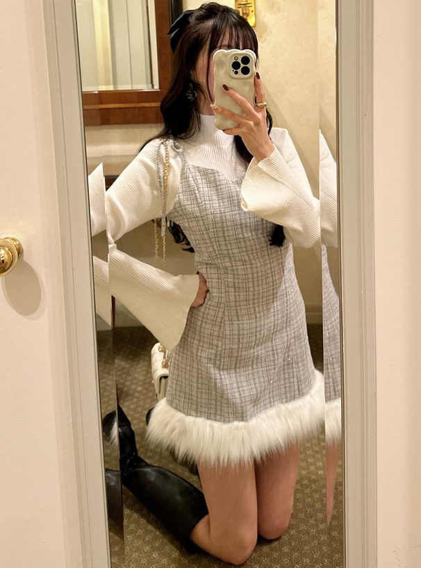 ファーラメツイードミニキャミワンピース[dk1104] | レディース