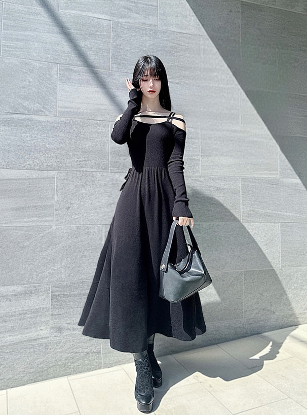 リボンフレアニットワンピース[dr543] | レディースファッション通販の