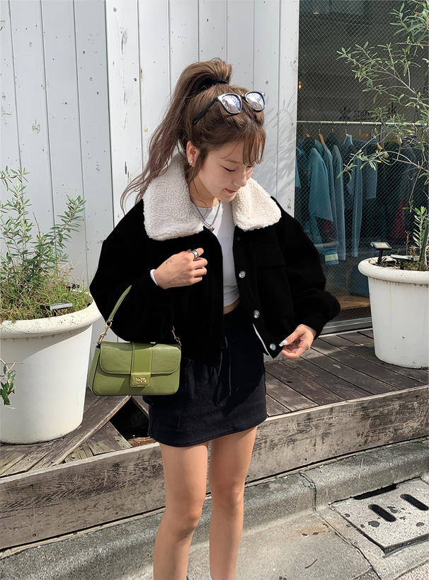 ボア襟ショート丈ジャケット[kz569] | レディースファッション通販の