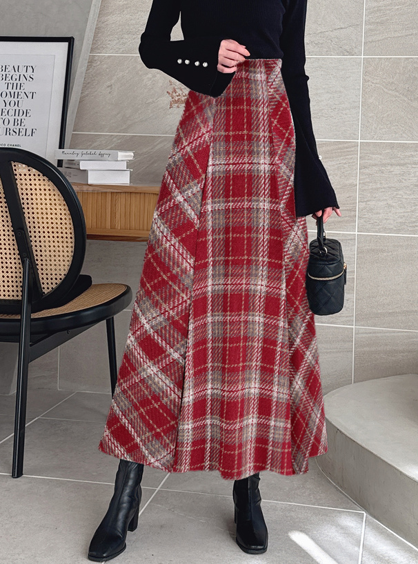 ツイードチェックフレアロングスカート[tu1430] | レディース